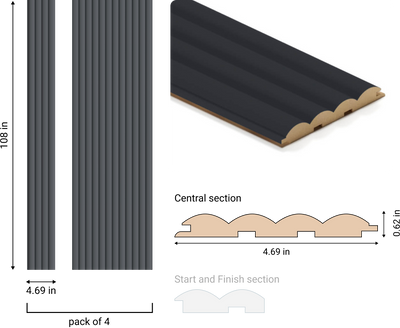 Wave Slat Wall Panel - Black Lead